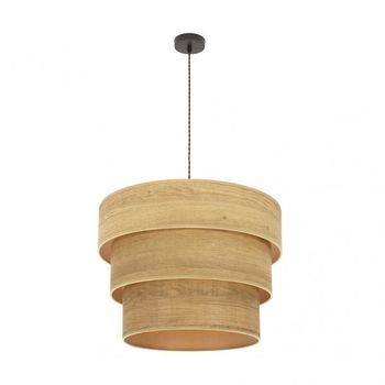 Colgante triple smile 3xe27 marron/madera clara regx50x50 cm