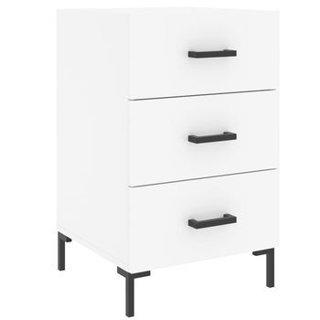 Mesita De Noche 40x40x66 Cm Madera Trabajada Y Hierro - Blanco