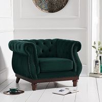 henbury chesterfield green velvet armchair