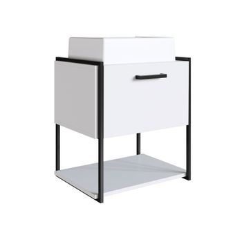 Mueble De Baño Grafito Con Encimera De 50 Cm Blanco
