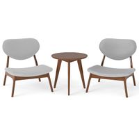 costway juego de 2 sillas decorativas con mesa ayudante sillas tapizadas en terciopelo de cordero con marco de madera maciza para dormitorio gris