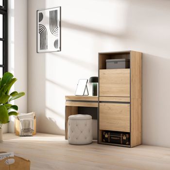 Zapatero efecto madera roble 130x35x145cm