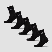 mp unisex crew socks 5 pack - black - uk 9-11