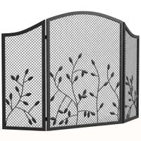 homcom parachispas para chimenea plegable de 3 paneles en metal 122x1x75 cm negro   aosom espana