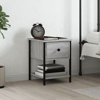 mesita de noche - dormitorio - madera contrachapada y metal - gris sonoma 34x355x45cm