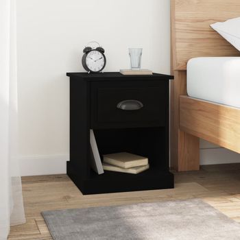 Mesitas De Noche (2 Uds) - Mueble Para Dormitorio - Madera Contrachapada - Negro (39x39x47.5cm)