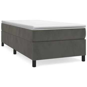 Estructura De Cama Con Somier Terciopelo Gris Oscuro 90x190 Cm Vidaxl