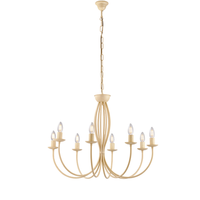 botte - lampara de arana de hierro lacado en marfil con decoracion efecto decape 8 luces 120 - o74 - bl147-8-av