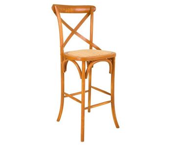 Taburete de madera y asiento de ratán natural 45x53x75/116h cm