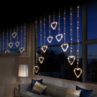hanging heart curtain light - 303 warm white leds