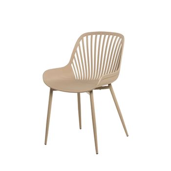 Silla de polipropileno beige con patas metálicas