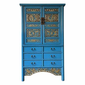 Armario De Madera Azul 100x43x170
