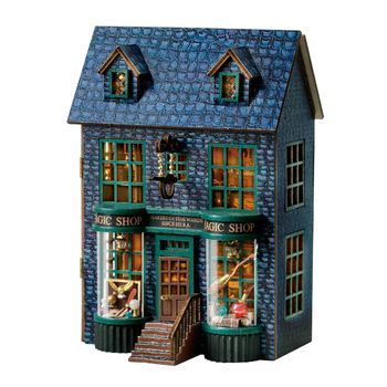 Tienda De Magia. Maqueta 3d Con Diseño De Panel De Puerta Abierta, Realista Con Gran Detalle Y Luces Led. 8,7x7x12,4 Cm. Color: Multicolor