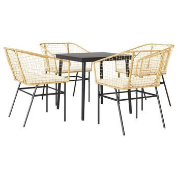 Juego De Comedor Jardín 5 Uds Cojines Ratán Sintético Marrón Cfw366063