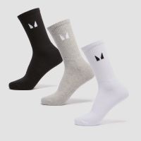 mp unisex crew socks 3 pack - whiteblackgrey marl - uk 2-5