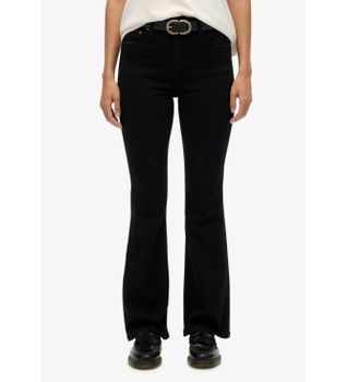 Superdry para mujer. W7011260A Jeans Mid Rise Flare negro (28/32), Casual, Algodón