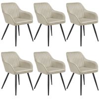 6 sillas de comedor con aspecto de terciopelo y acolchada cremanegro