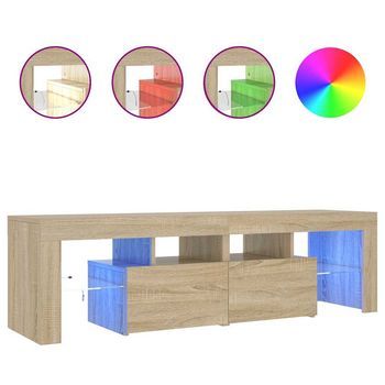 Mueble De Tv Con Luces Led Color Roble Sonoma 140x36,5x40 Cm Vidaxl