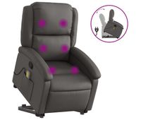 vidaxl sillon reclinable de masaje elevable cuero autentico gris
