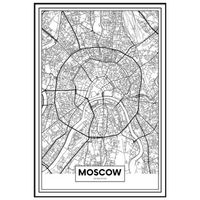panorama cuadro enmarcado mapa de ciudad moscu 50x70 cm