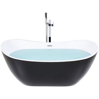 Bañera Independiente De Acrílico Negro Plateado Con Rebosadero 170 Cm Moderno Antigua