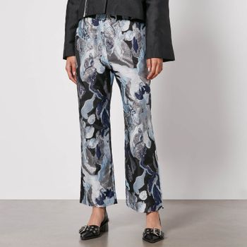Stine Goya Isra Floral-Jacquard Wide-Leg Trousers - S