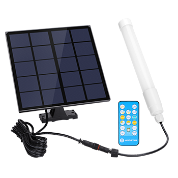 Aigostar Luz Solar Exterior 50W 500LM Lámpara Solar Exterior con mando a distancia, Tubo Solar T8, IP65  regulable: 3000K/4000K/6500K.Luces Solares Exterior con cable de 3 m