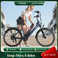 bicicleta electrica foride roamer 2 st step-thru motor de 250w bateria de 36v 156ah neumaticos de 26175 velocidad maxima de 25 kmh autonomia maxima de 100 km freno de disco mecanico y