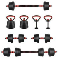 set de mancuernas barra y kettlebell 4 en 1 20 kg negro y rojo vidaxl