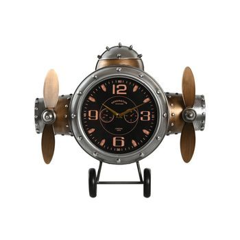 Reloj Pared Metal 50x10,5x49,5 Avion Plateado