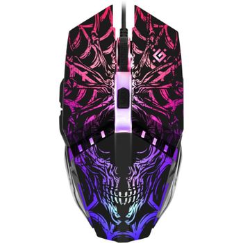 Ratón Defender GM-670L Cableado 2400 DPI Negro RGB Ambidiestro 5 Botones