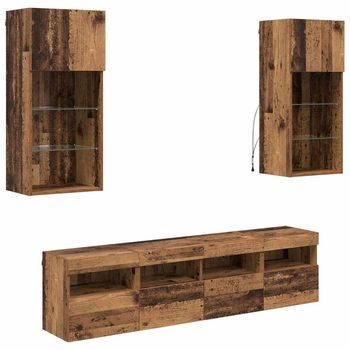 Unidades De Tv De Pared Con Led 5 Uds. Madera Vieja Vidaxl