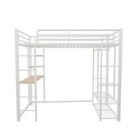 cama entrepiso de metal 90x200 cm - con mesa y estantes - blanco
