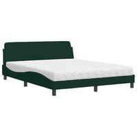 cama matrimonial  cama para adultos  cama con colchon terciopelo verde oscuro 160x200 cm