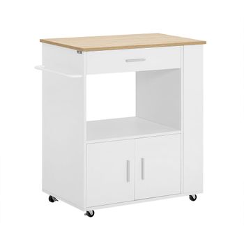 Carrito de cocina con estante aglomerado + mdf blanco
