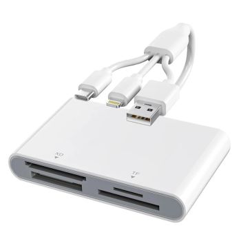 Rocketek AP554 lector de tarjetas 4 en 1 SD/TF/MS/XD 480Mbps interfaz USB-A/USB-C/iP,plug and play para iPhone Android W