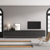 mueble tv efecto madera negro 320x35x45cm colgado