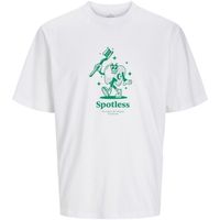 jack  jones camiseta 12263604 jorgame tee ss crew neck tg bright white print green para hombre