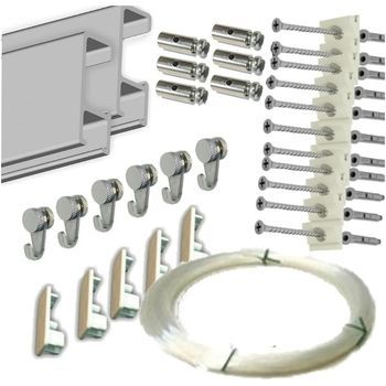 Packs Ganchos Rm De 6 Metros De Riel Para Colgar Cuadros + 6 Colgadores Nylon, Riel En Aluminio Color Plata (plata 6m+6 Colgadores)