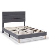 estructura de cama tapizada aroma de 30 cm 135140x190 cm gris oscuro