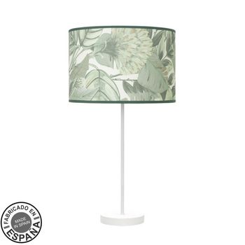 Sobremesa alto moda 1xe27 blanco/hoja verde 63x30x 30cm