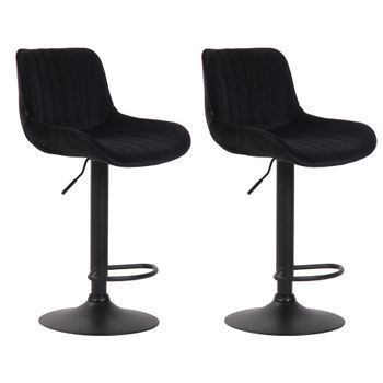 Set De 2 Taburetes De Bar Lentini En Terciopelo Negro 50x50x86 Cm Clp