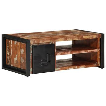 Mesa De Centro，mesa Auxiliar，mesita De Centro Multicolor 90x50x36 Cm Madera Maciza Reciclada