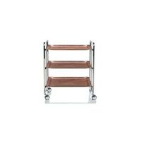 carrito auxiliar plegable bauhaus cromado con ruedas r 3 niveles y 3 posicionescedro