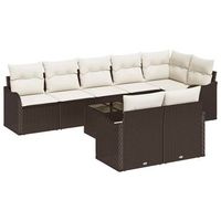 conjunto de sofa de jardin marron ratan sintetico vidaxl