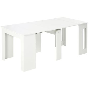 HOMCOM Mesa de Comedor Extensible para 4-6 Personas Mesa Auxiliar Multifuncional para Estudio Cocina 180x85x75 cm Blanco   Aosom España