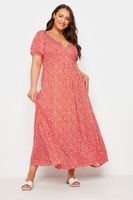 yours vestido rojo cruzado de flores mujer curvy y tallas grandes yours