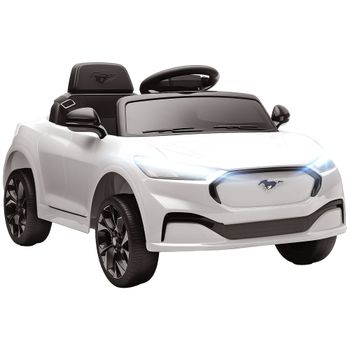 AIYAPLAY Coche eléctrico para niños Ford Mustang Mach-E con licencia oficial 12 V control remoto 2,4 G 2 motores 92x55x44cm blanco