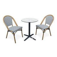 conjunto de comedor de jardin de 2 plazas en acero con tablero hpl