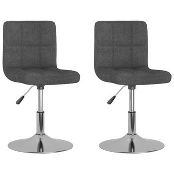 2 Uds Sillas De Comedor | Silla De Mesa | Silla De Cocina Giratorias Tela Gris Oscuro